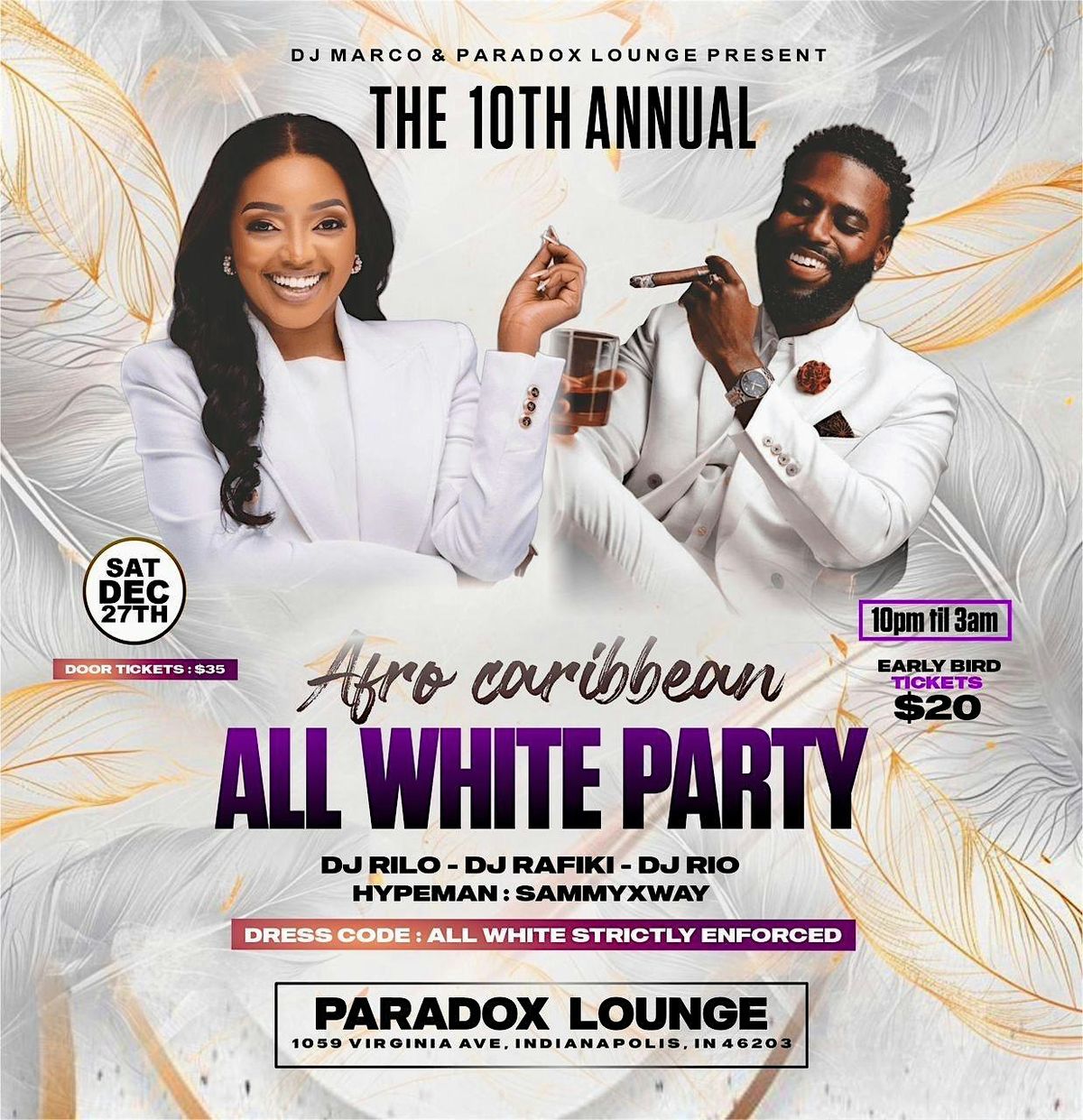 Annual Afrocarribean  All White Party (10th)