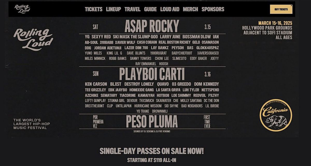 ROLLING LOUD 2026 At Hollywood Park Inglewood On 15th March 2025 ROLLING LOUD 2026 At Hollywood Park Inglewood On 15th March 2025