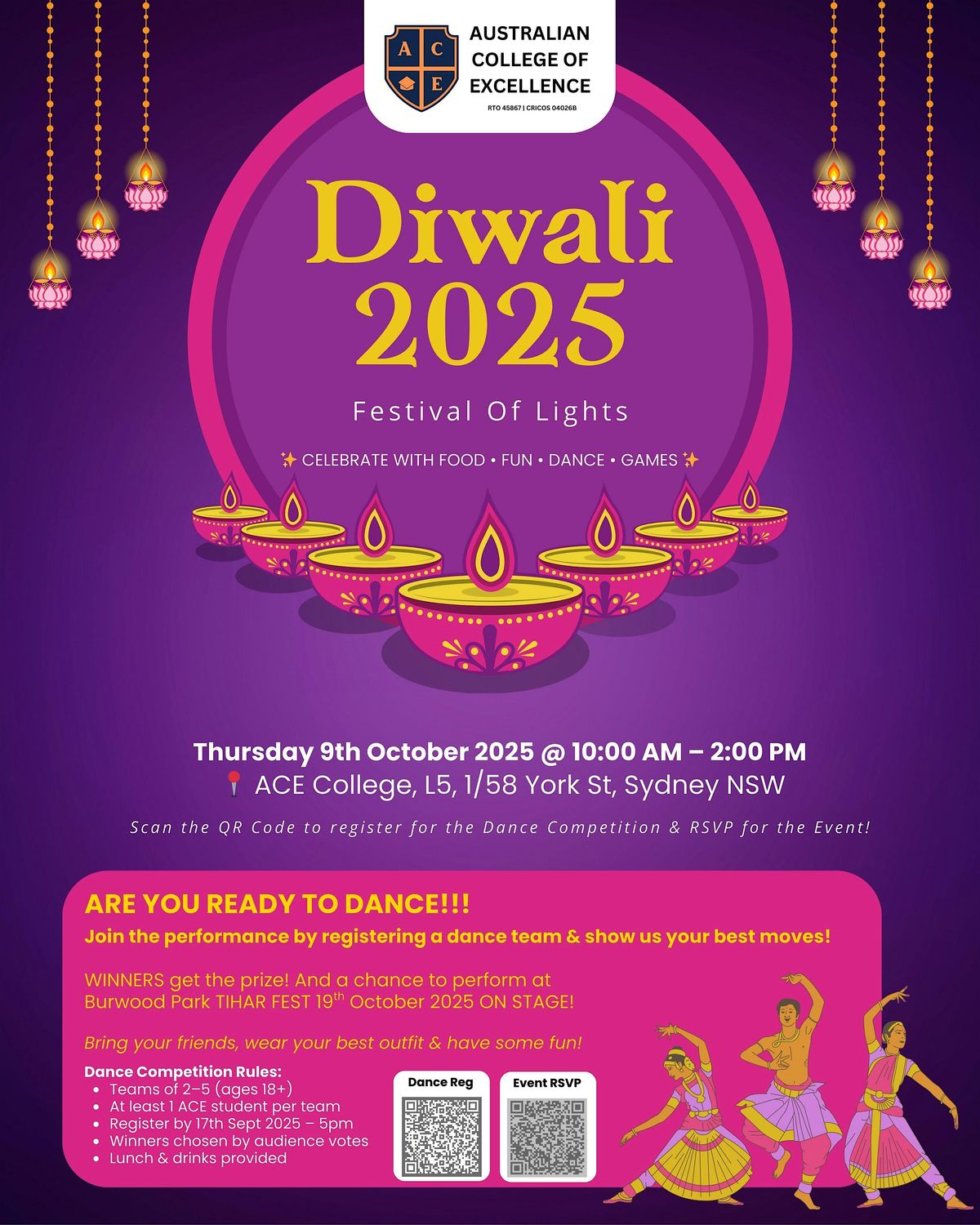 Diwali 2025 with ACE College - DANCE Teams Registrations