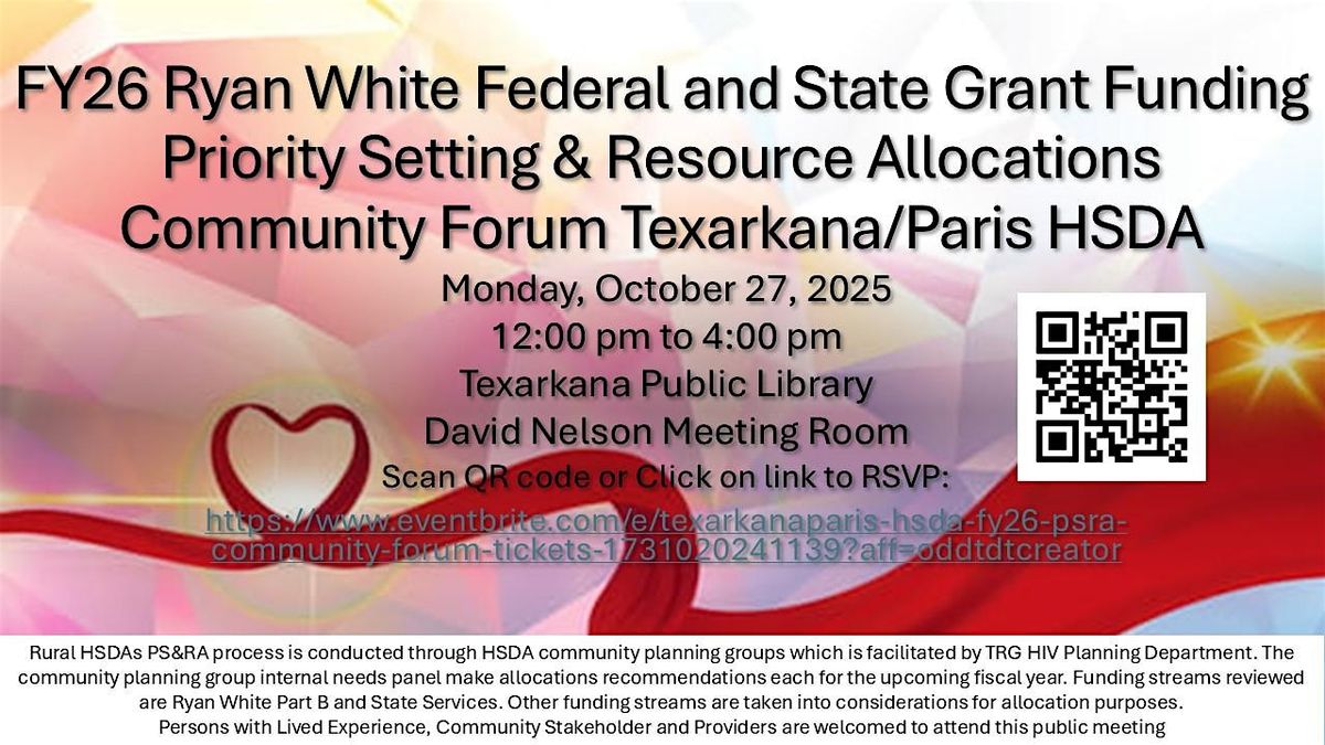 Texarkana\/Paris HSDA FY26 PSRA Community Forum