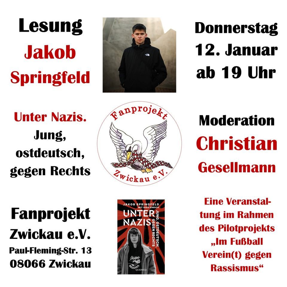 Lesung mit Jakob Springfeld at Fanprojekt Zwickau e.V. on 12th January ...