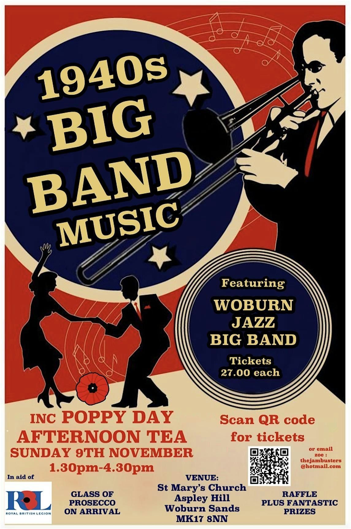 Poppy Day Afternoon Tea with Woburn Jazz Big Band in aid of  RBL