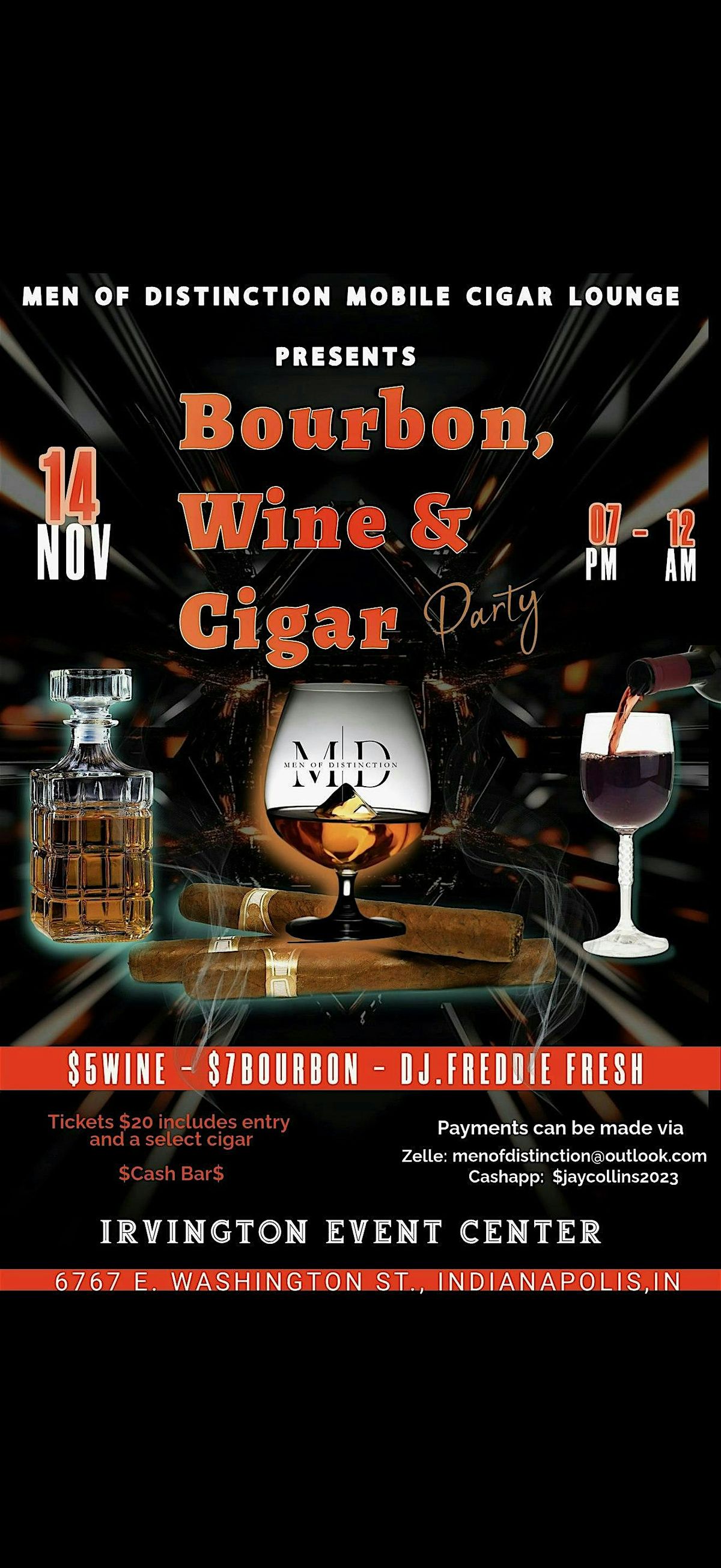 Men of Distinction Mobile Cigar Lounge Presents Bourbon, Wine & Cigars