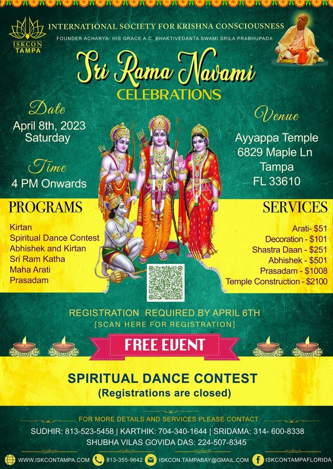 Sri Rama Navami The Appearance Day of Lord Sri Ramachandra Tampa