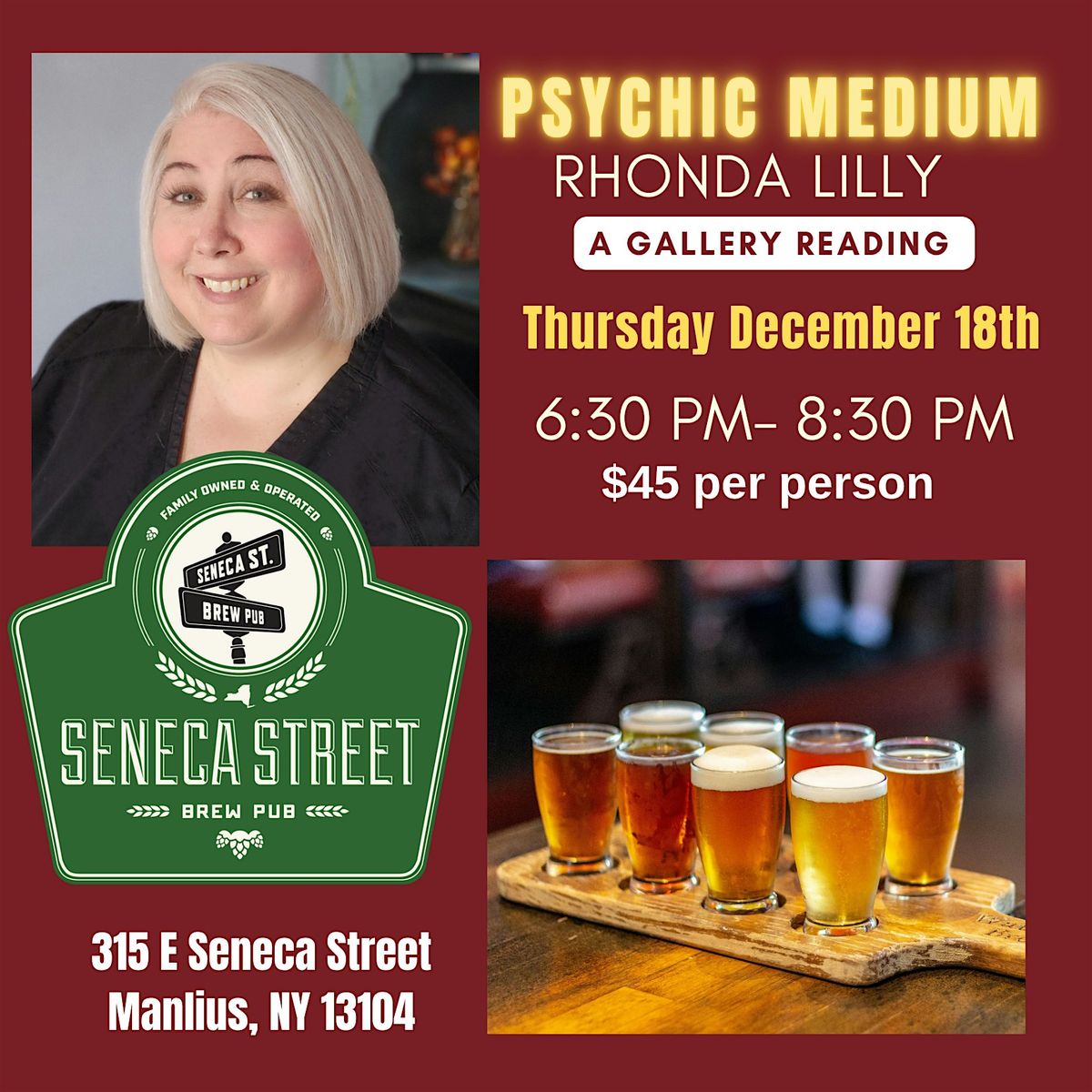 Psychic Medium Rhonda Lilly at Seneca Street Brew Pub