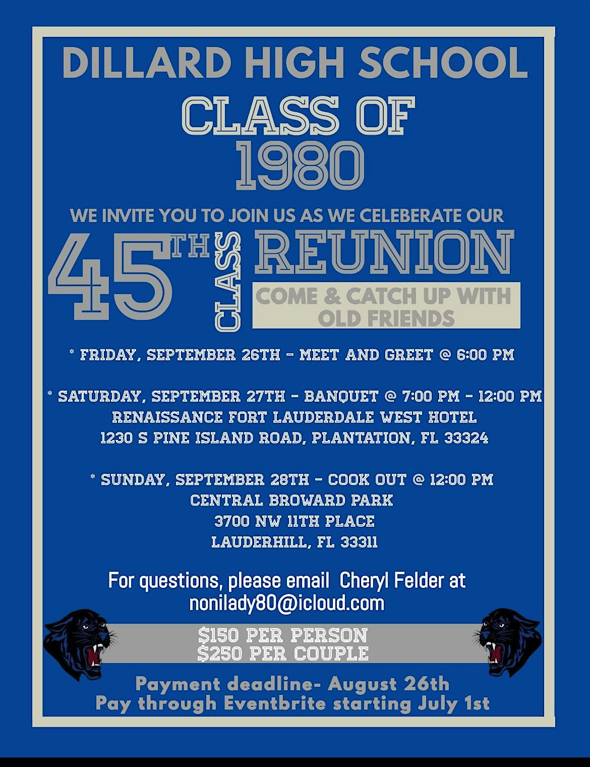 Dillard High Class of 1980 45th Class Reunion