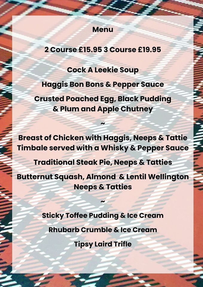 Burns Supper Menu | The Inn At Charlestown, Dunfermline, SC | January ...