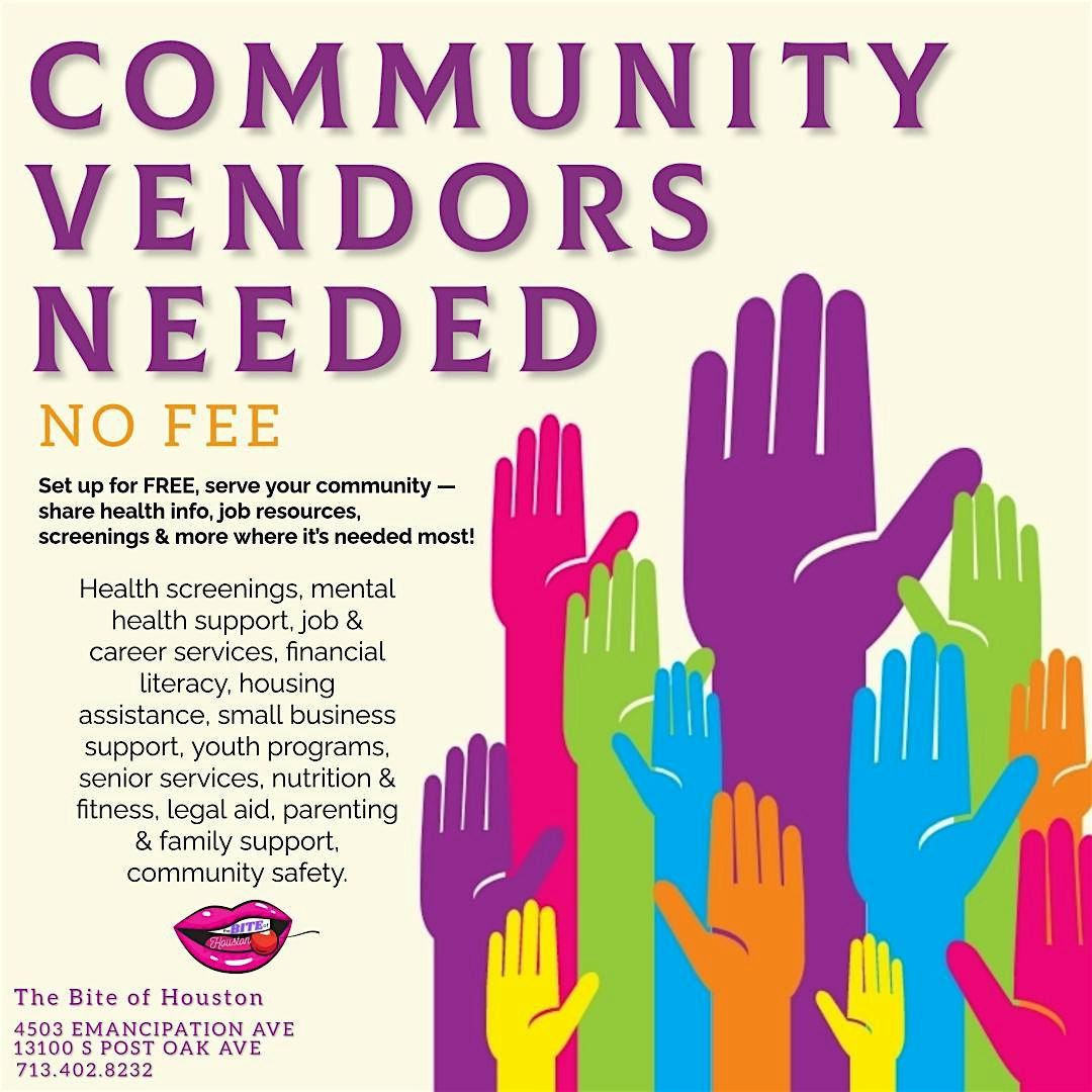 Community Vendors Needed NO FEE! Share your resources FOR FREE!