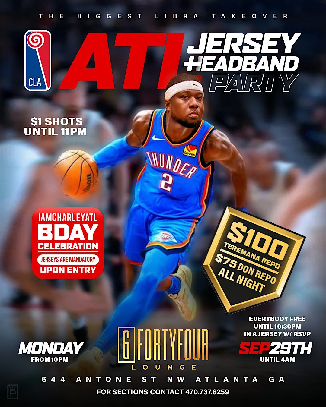 Headband Rally ATL JERSEY + HEADBANDS PARTY CHARLEY B DAY BSSH MONDAY SEPT 29TH | 644 ...