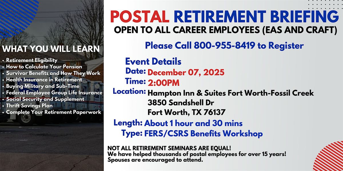 Postal Retirement Seminar Fort Worth - 12\/07\/25