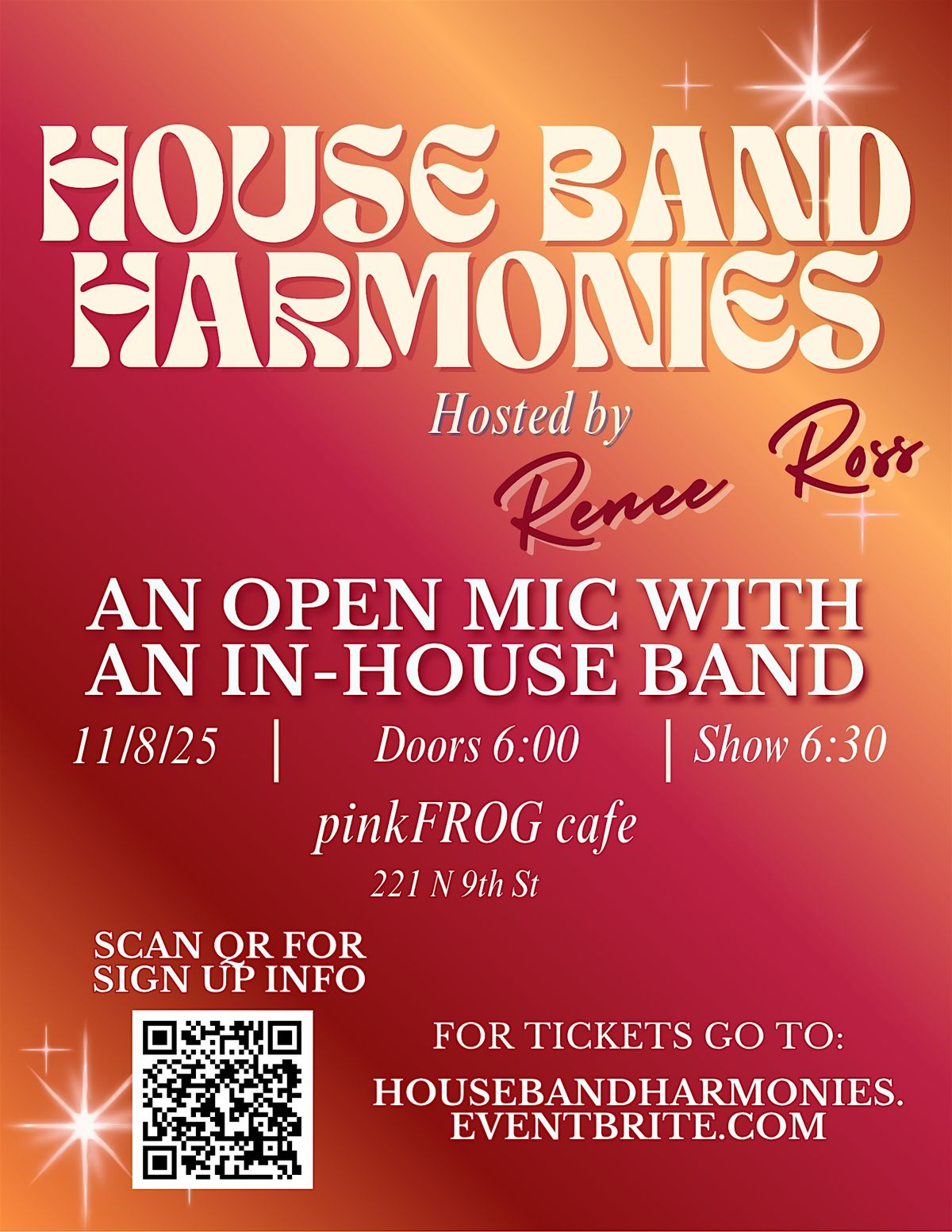 OPEN MIC NIGHT - House Band Harmonies - Open Mic With An In-House Band