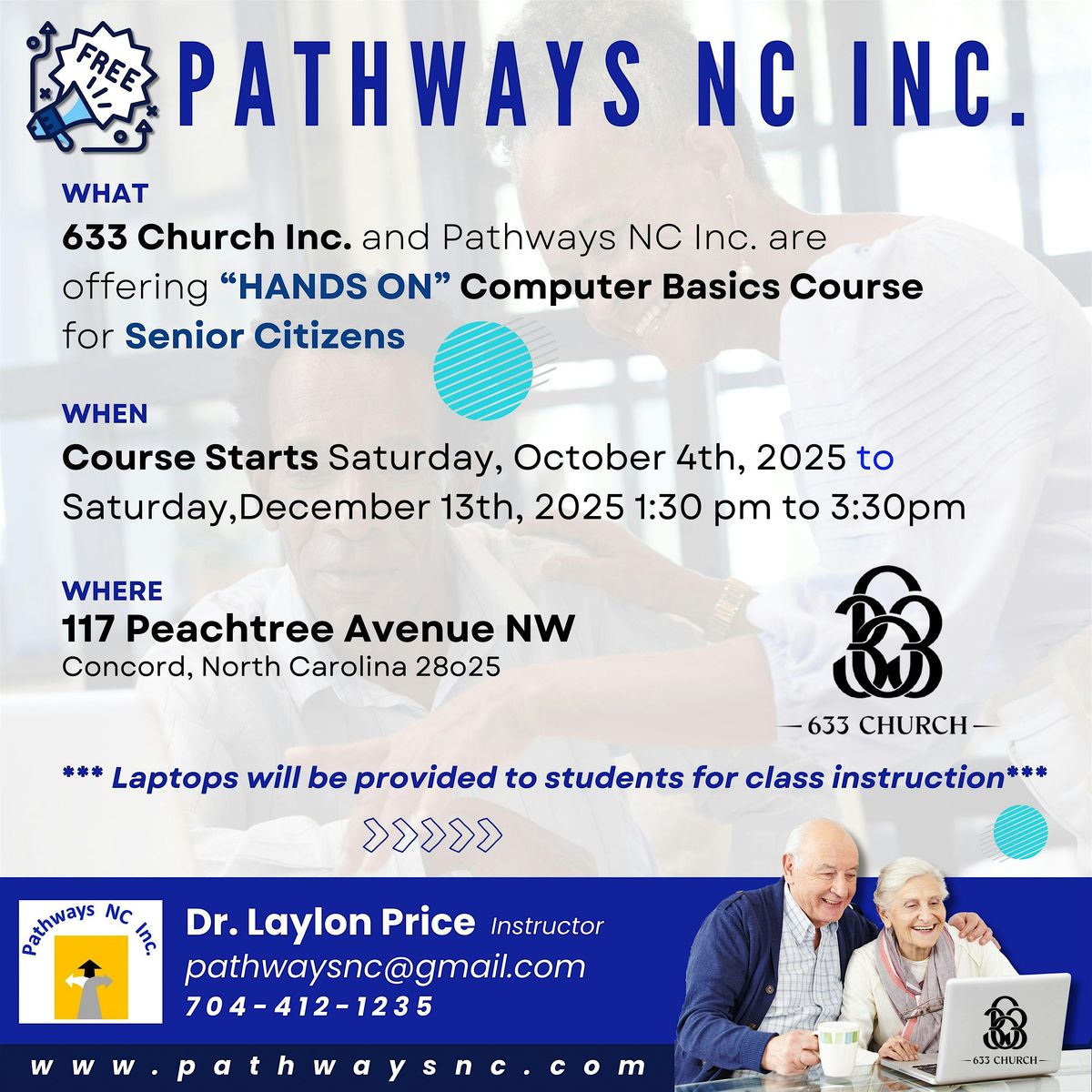 FREE "HANDS-ON" Computer Basics Saturday Course For Senior Citizens