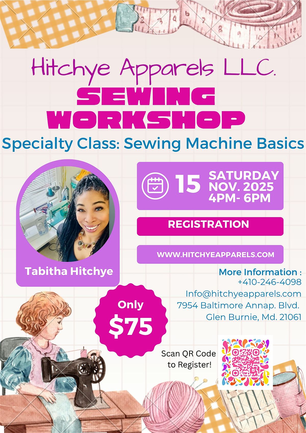 2 Hour Sewing Workshop: Sewing Machine Basics!