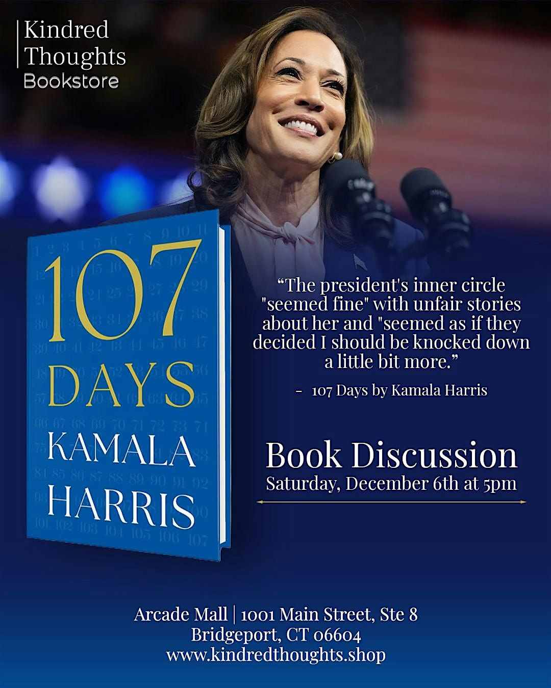 Kindred Thoughts Anniversary Book Discussion: 107 Days by Kamala Harris