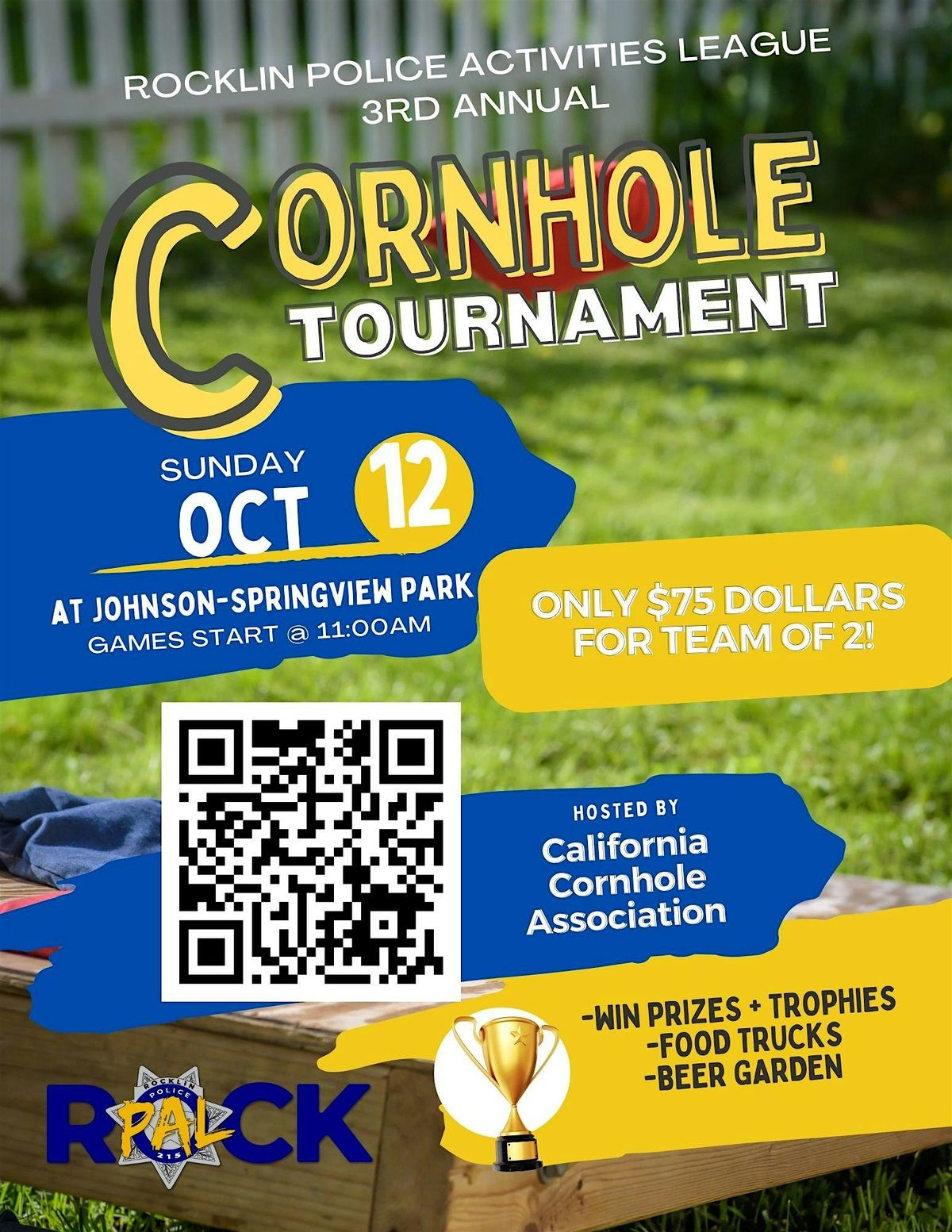 Rocklin PAL's 3rd Annual Cornhole Tournament