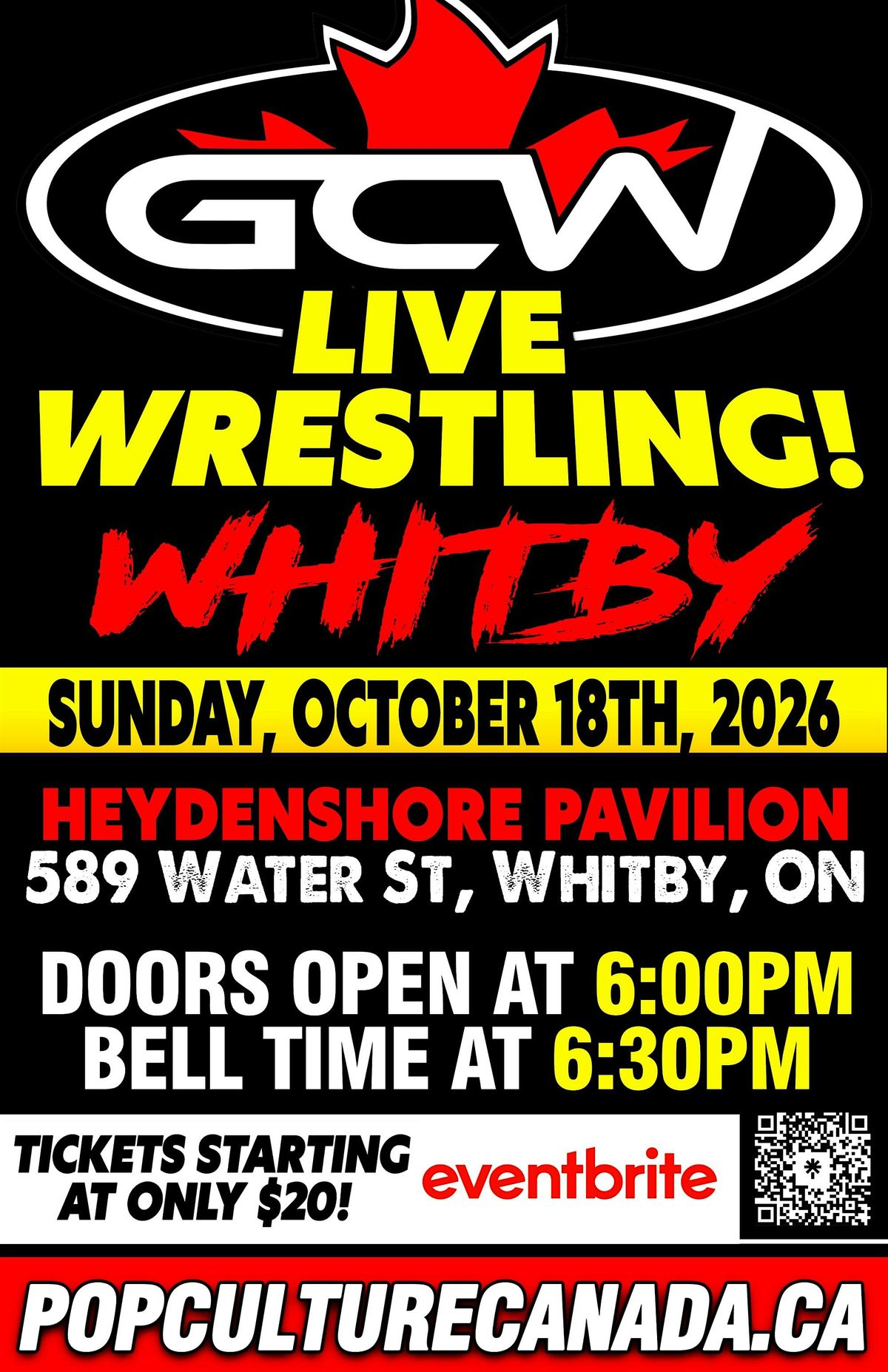 GCW : WHITBY : OCTOBER 18TH 2026 : LIVE WRESTLING