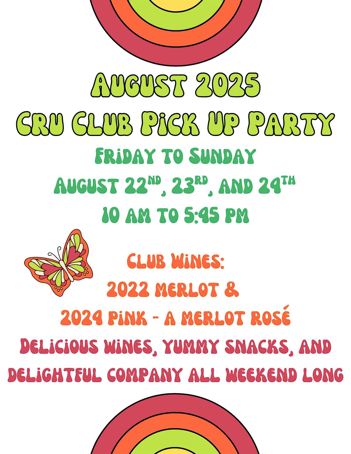 August Cru Club Pick Up Party @ Whitewater Hill Vineyards