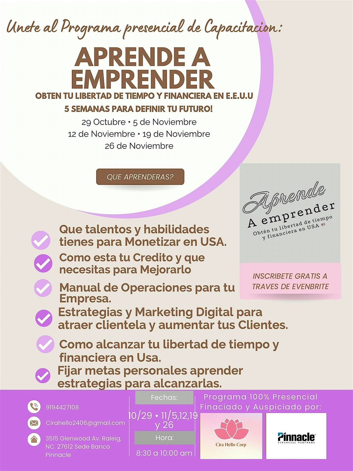 APRENDE A EMPRENDER: Logra tu Libertad Financiera y de Tiempo en USA