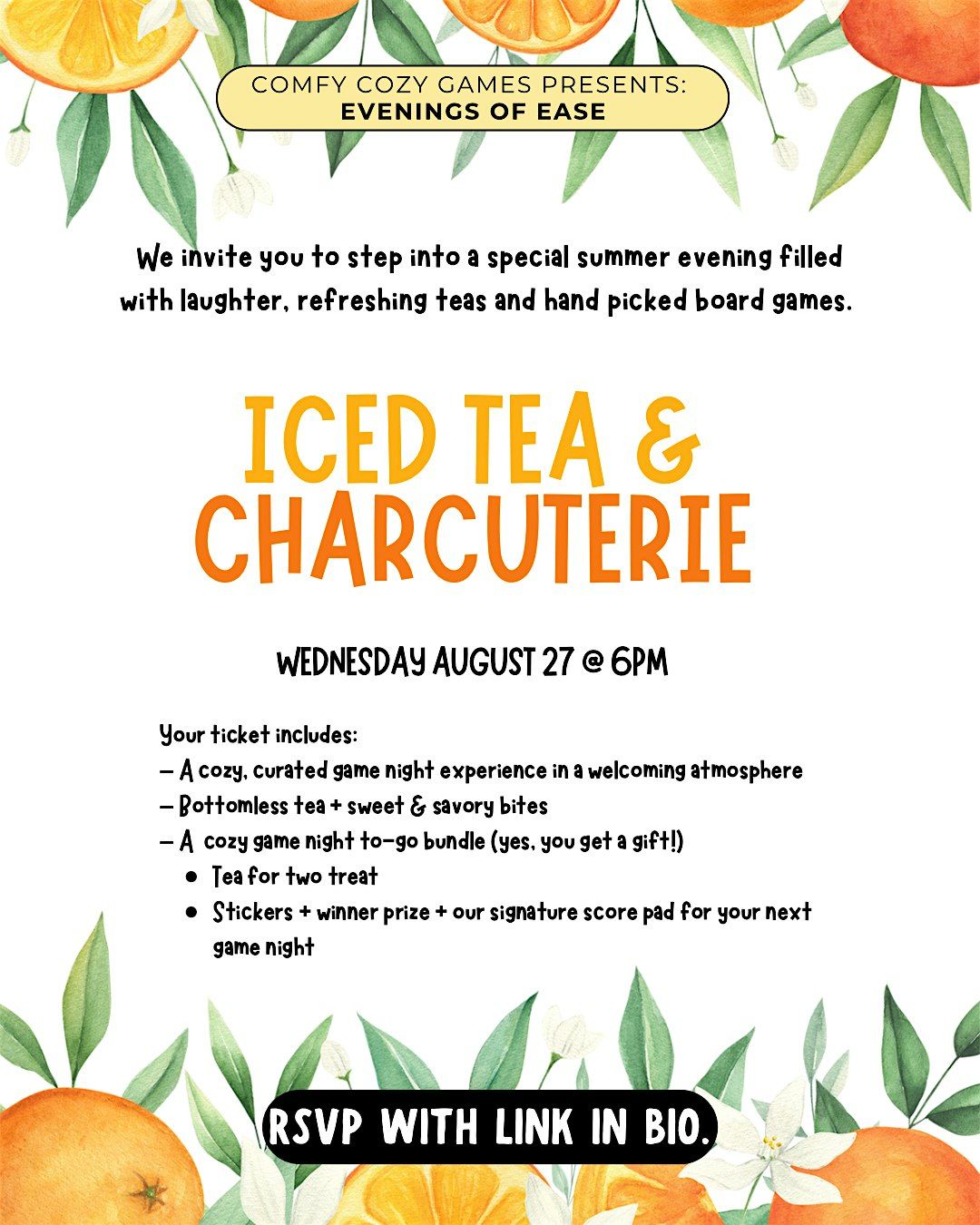 Iced Tea & Charcuterie Game Night