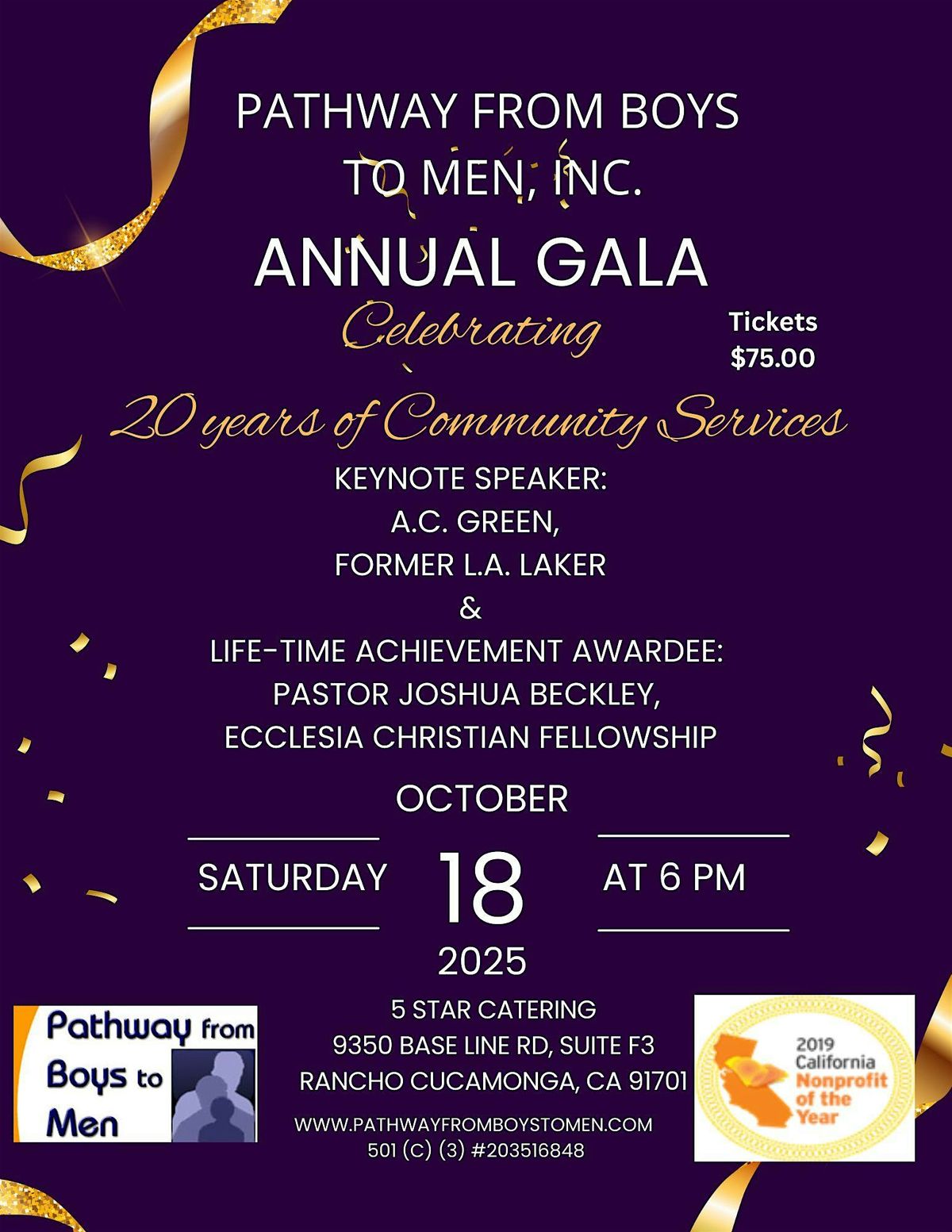 Pathway From Boys To Men Inc. Celebrating 20 years of Community Services