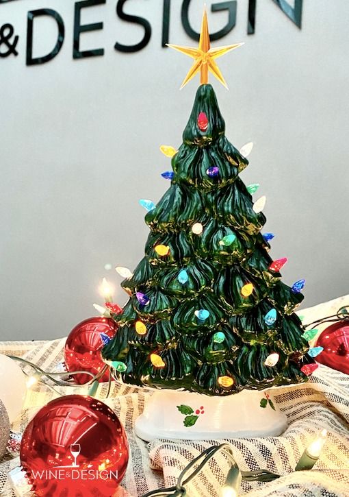 Christmas Tree Light Up Ceramic Wine & Design (Fayetteville, NC