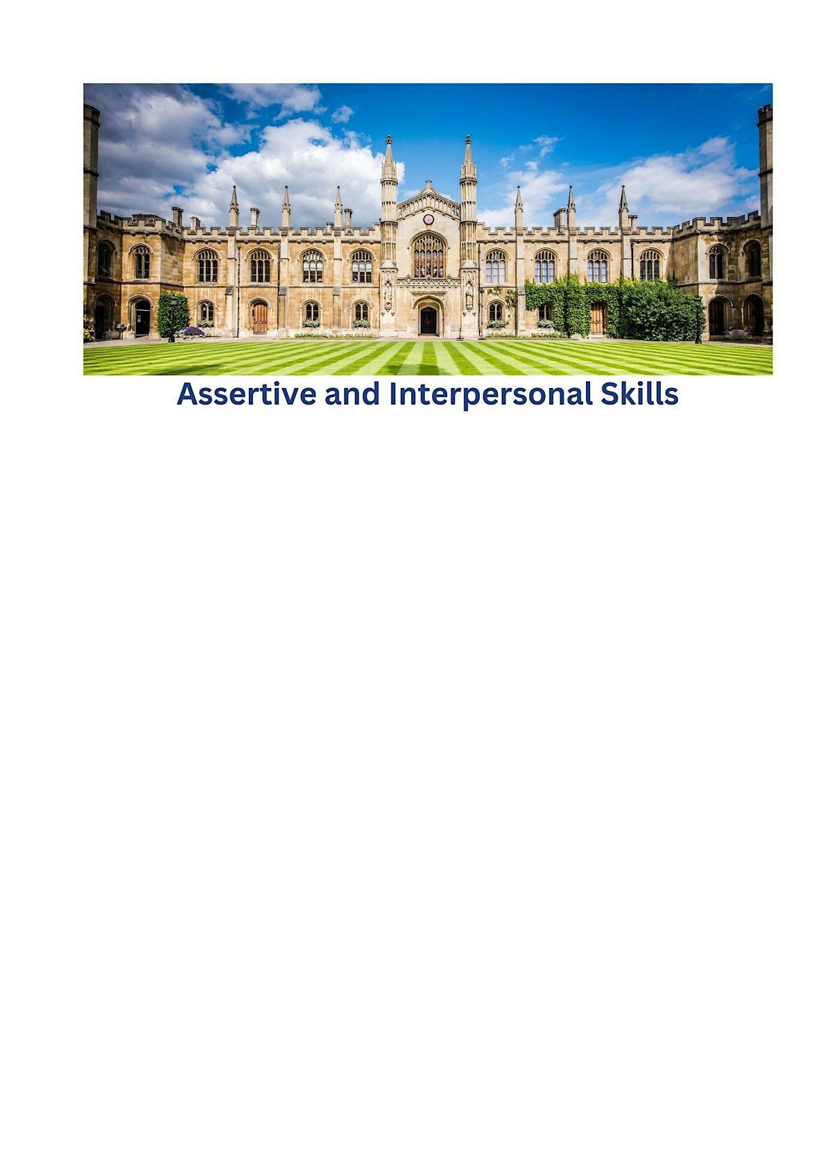 Assertiveness and Interpersonal Skills