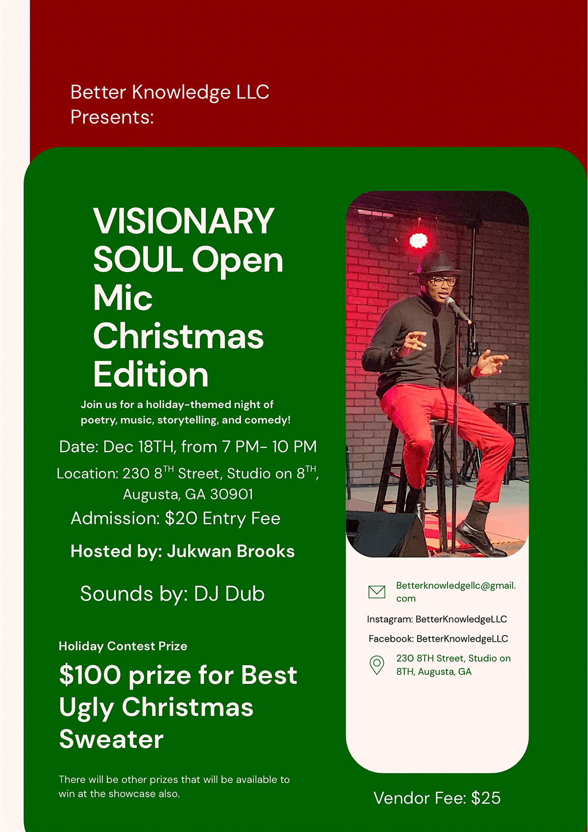 Better Knowledge LLC Presents: Visionary Soul Open Mic Christmas Edition