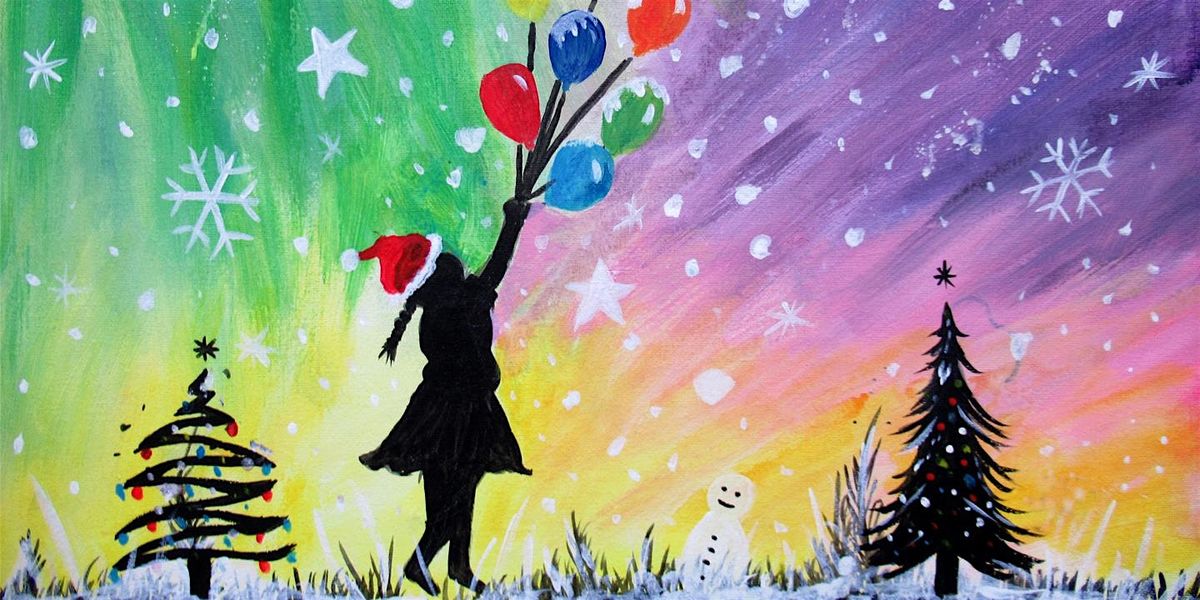 Paint Flying Balloon Girl At Christmas Time, Bristol