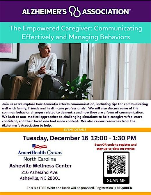 Lunch N' Learn w\/ ACNC & Alz Association:  The Empowered Caregiver (FREE)