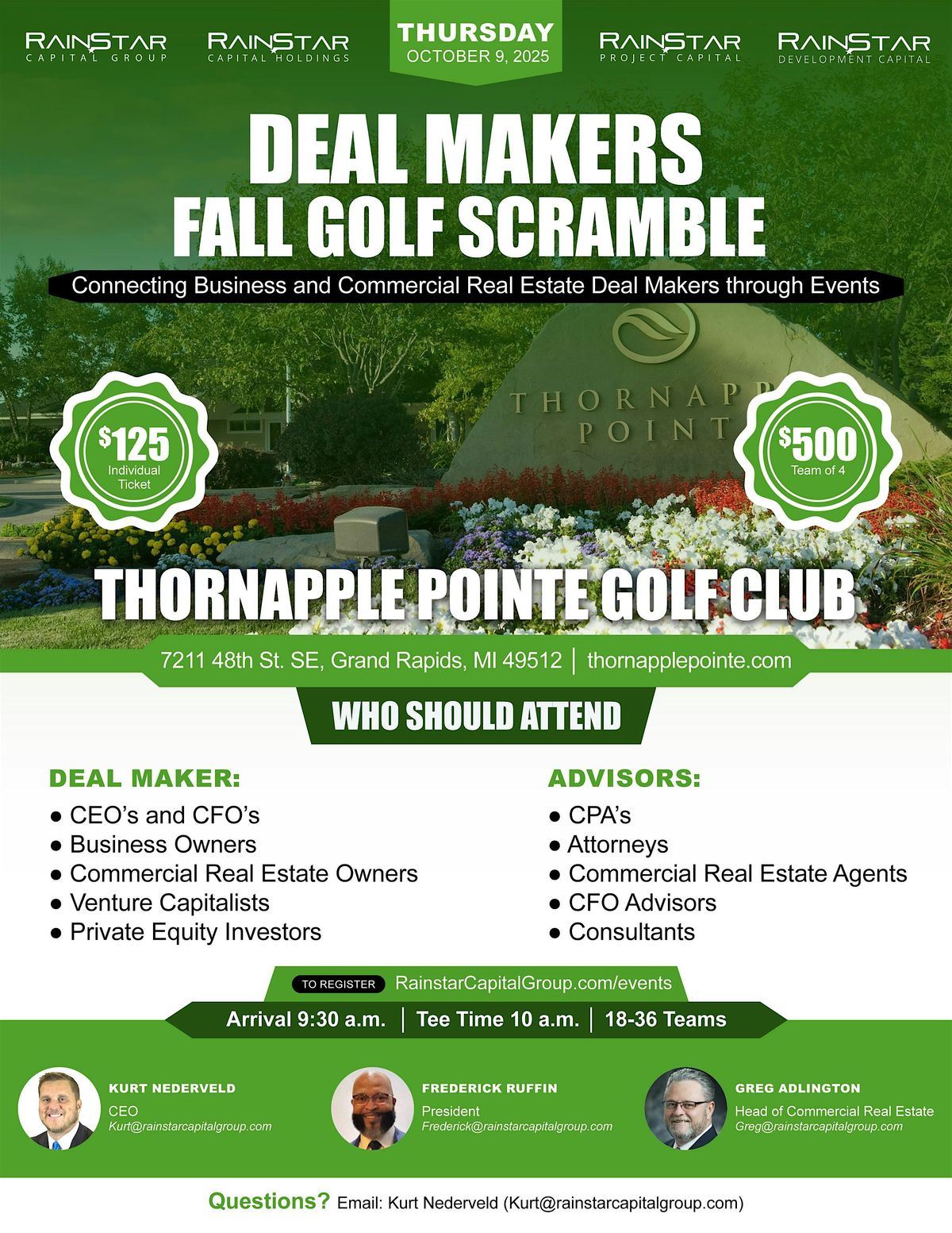 Rainstar Capital Group's Fall Golf Scramble - Thornapple Pointe Golf Club