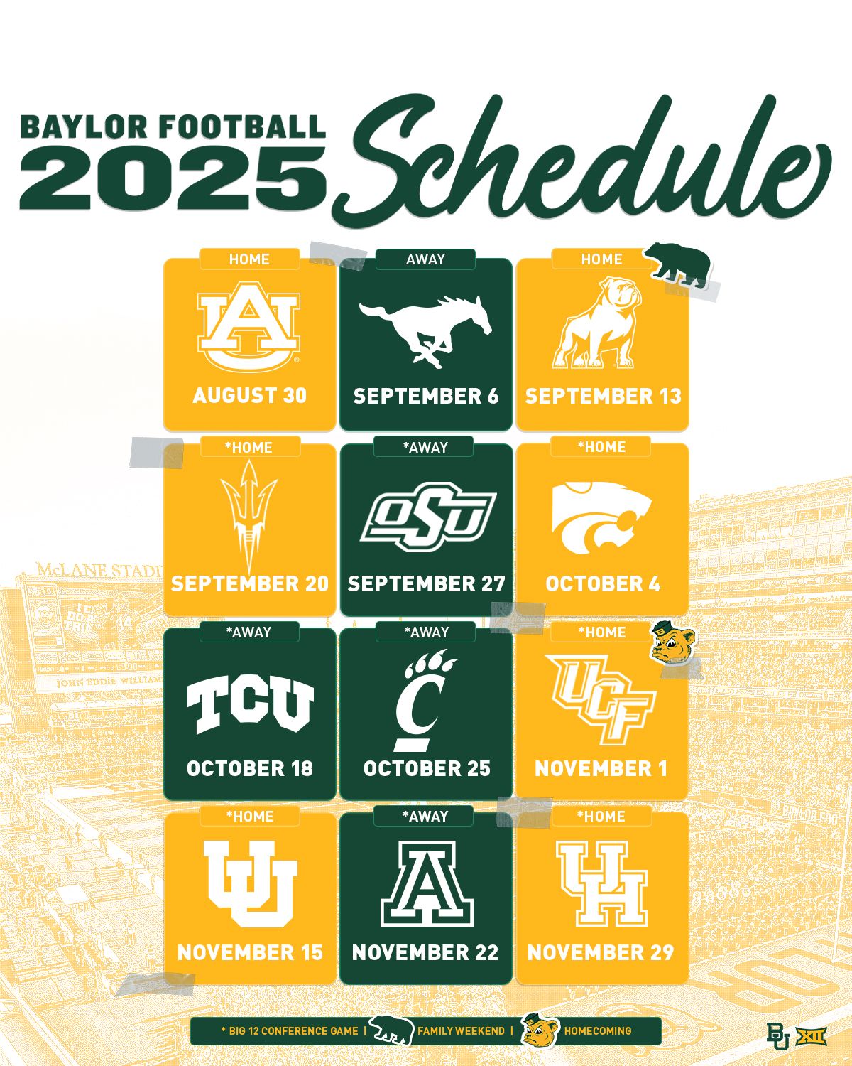 2025 Baylor Bears Football Season Tickets (Includes Tickets To All Regular Season Home Games)