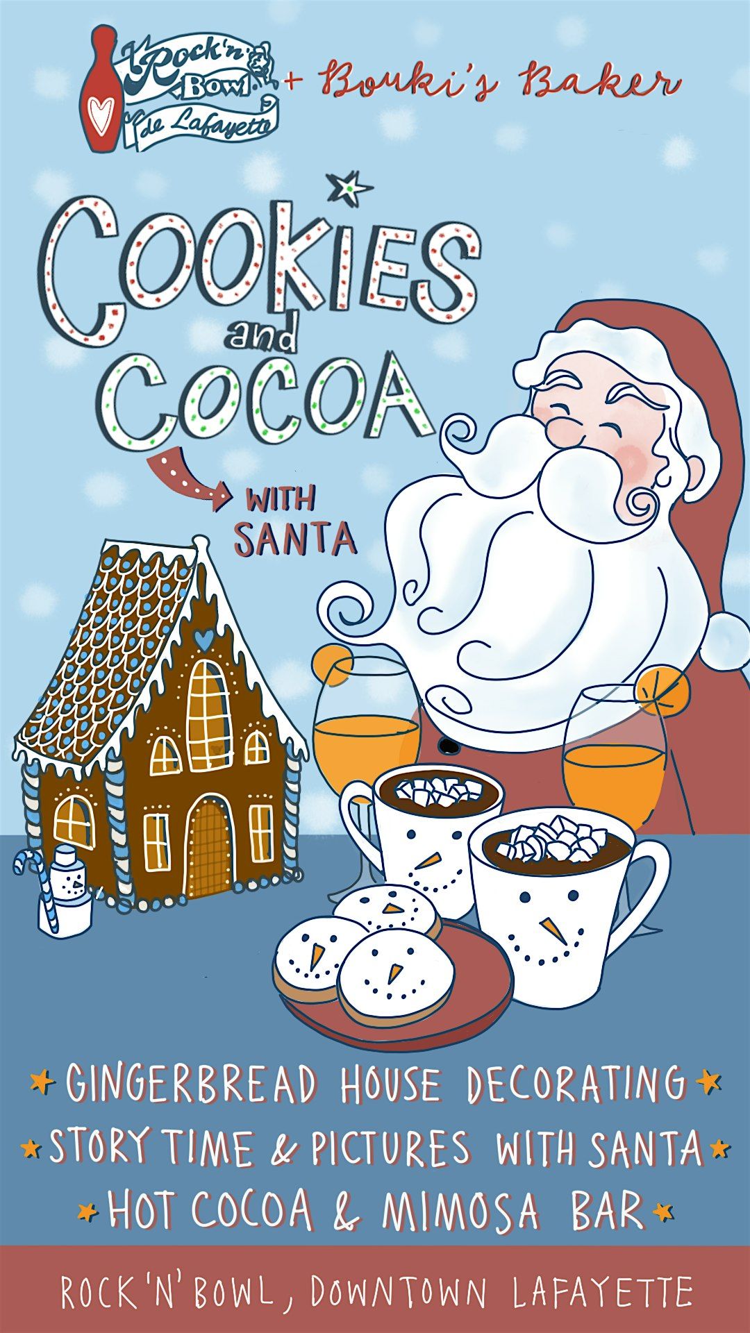 COOKIES & COCOA with Santa at Rock N Bowl Lafayette