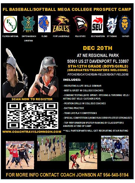FL BASEBALL \/ SOFTBALL MEGA COLLEGE PROSPECT CAMP DEC 20TH