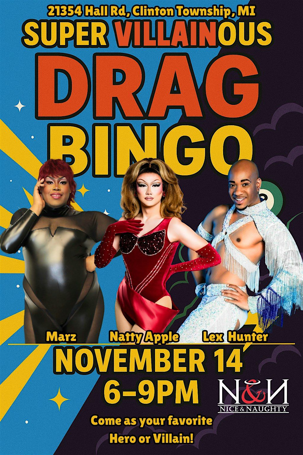 Super Villainous Drag Bingo Clinton Township