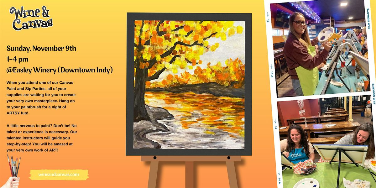 Downtown Indy Fall Painting \u2013 Autumn River Bank