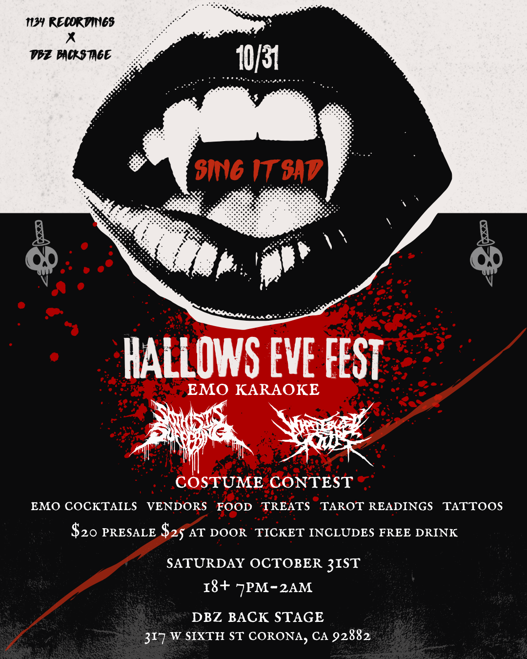Hallows Eve Fest at DBZ Backstage, Corona on 31st October, 2026