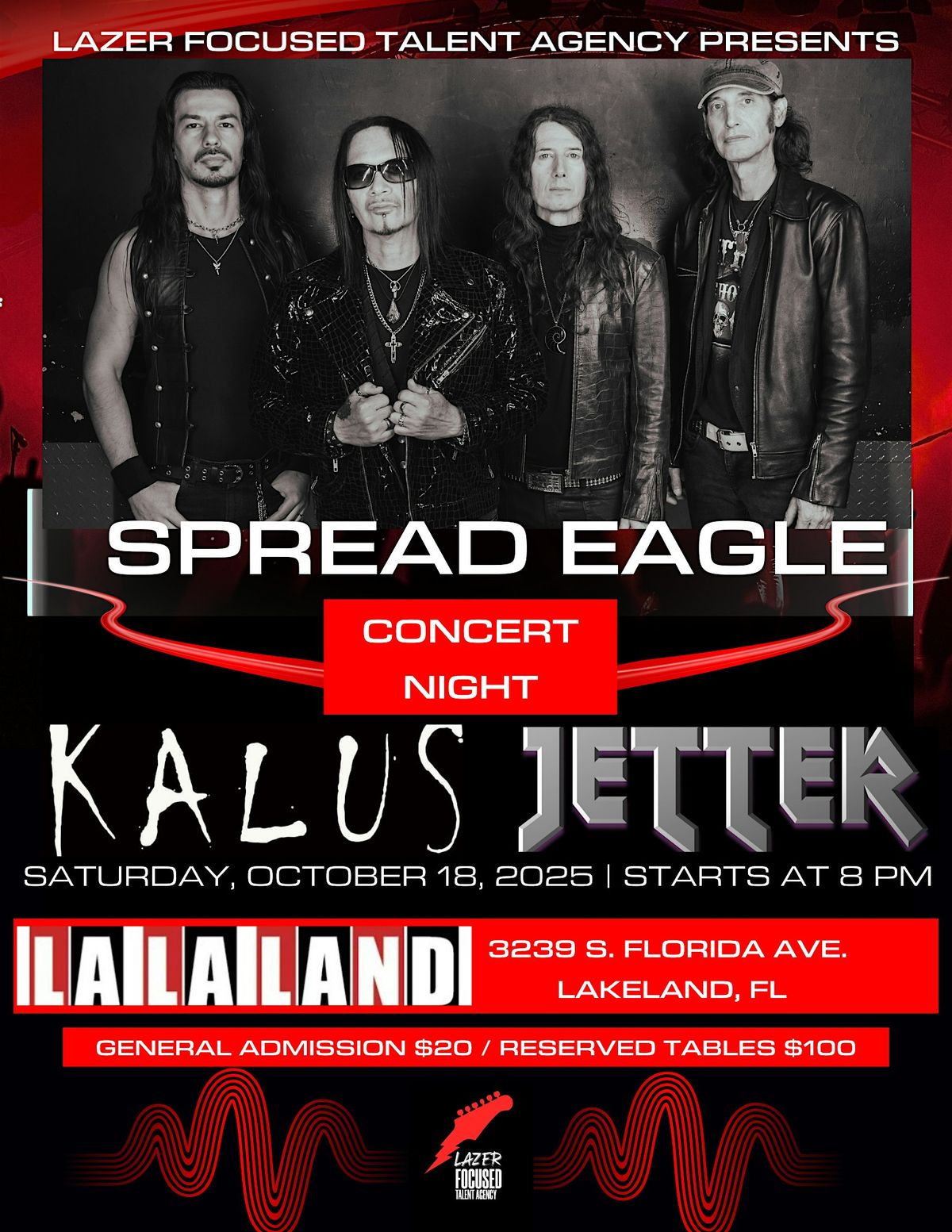 SPREAD EAGLE BAND with opening bands KALUS and JETTER debut at LA LA LAND