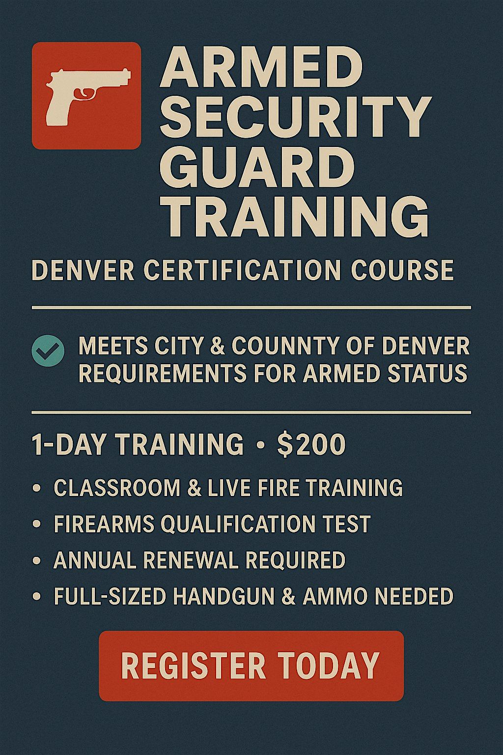 Denver Armed Security Guard Firearms Qualification