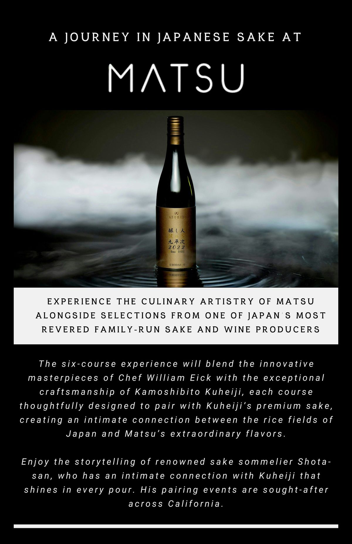 Matsu x Kuheiji Brewery Sake Dinner