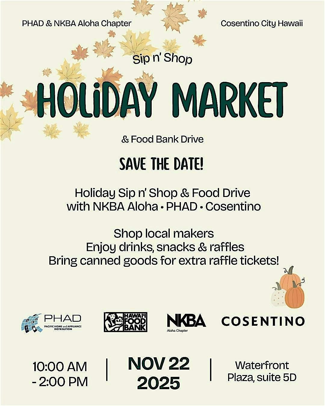 NKBA,  Cosentino, & PHAD Holiday Sip & Shop & Food Drive - MAKERS WANTED!