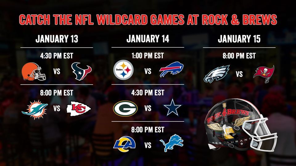 NFL Wild Card Games Rock & Brews Plantation January 13 to January 15