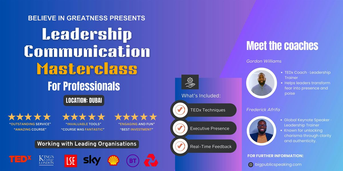 TEDx Leadership Communication Masterclass for Professionals In Dubai