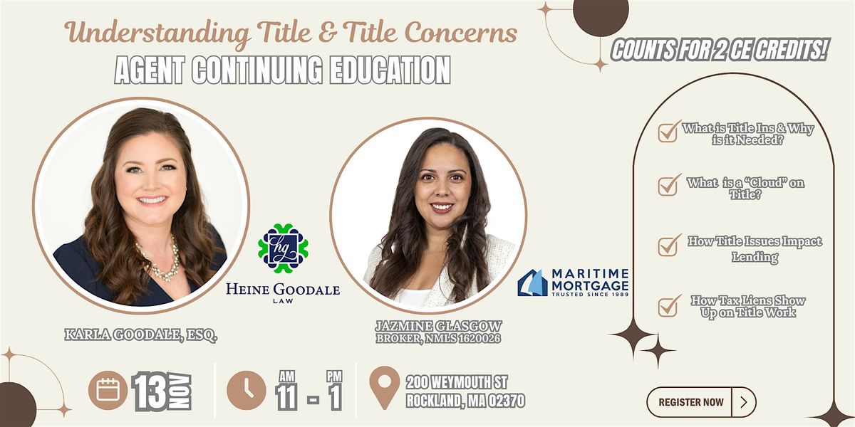 Understanding Title & Title Concerns -RE CE Course + Lunch (RE44R05)