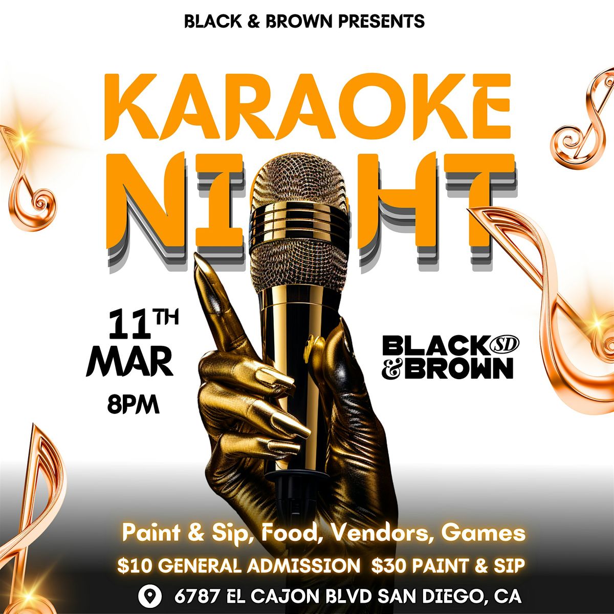 Black & Brown Karaoke Sip & Paint