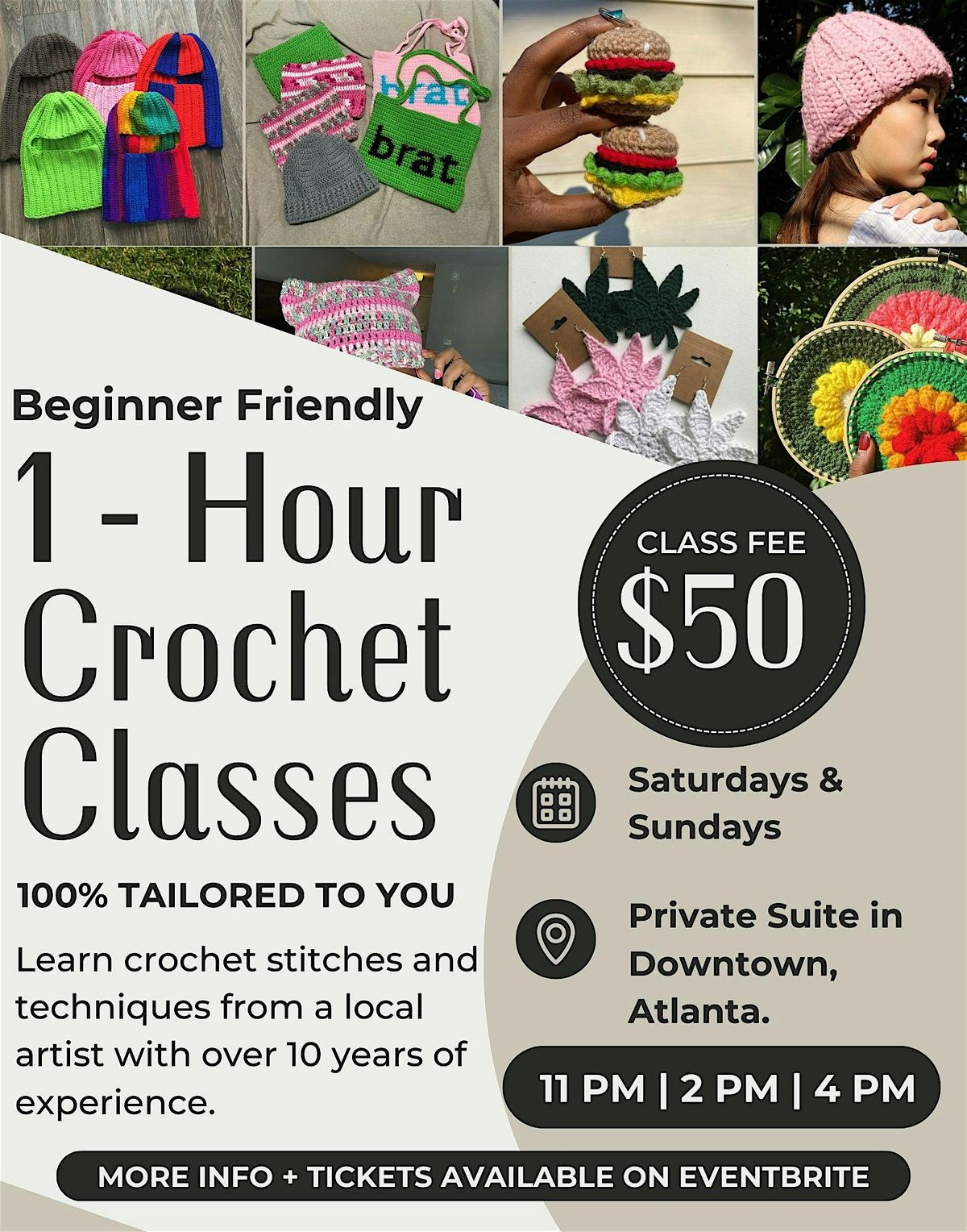 Crochet Lessons - 1 Hour Sessions in Atlanta, GA on Saturdays & Sundays