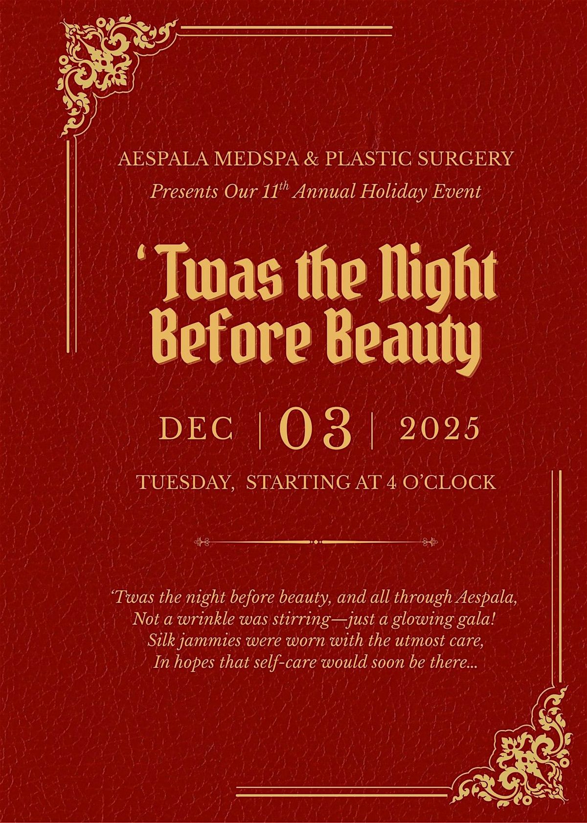'Twas the Night Before Beauty | Aespala's 11th Annual Holiday Soir\u00e9e