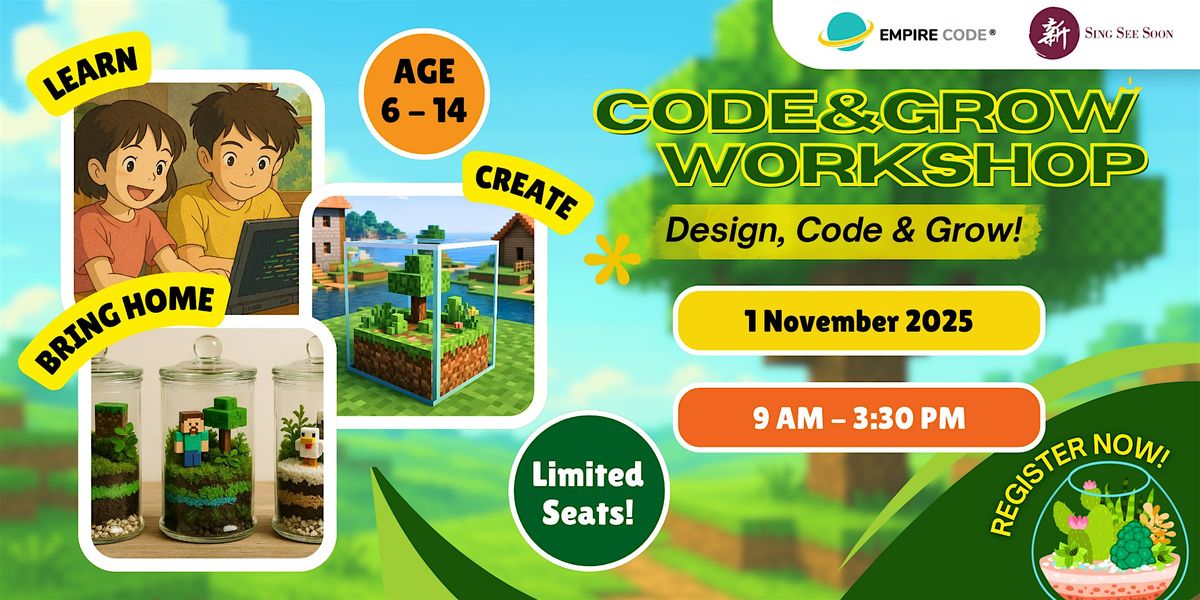 Activities for Kids Near Me: Minecraft Coding & Terrarium Workshop (1 Nov)