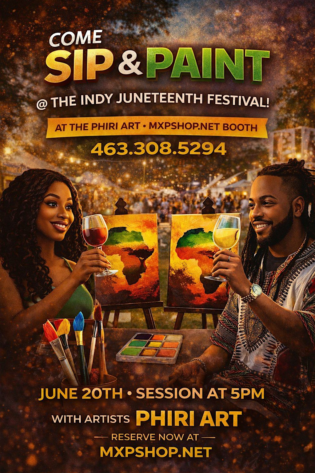 \u2728 SIP & PAINT WITH PHIRI ART AT THE INDY JUNETEENTH FESTIVAL \u2728