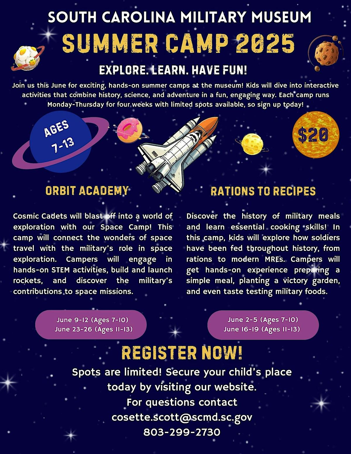 SCMM Summer Camp 2025 at South Carolina Military Museum, Columbia on ...