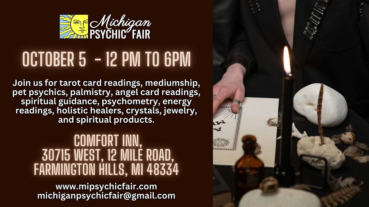 Michigan Psychic Fair October 5, 2025, Farmington Hills, MI